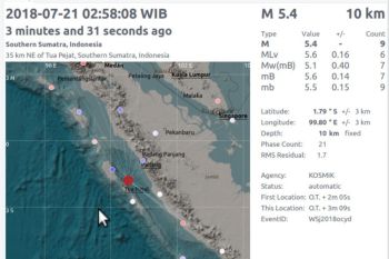 Gempa 5,4 Skala Richter kejutkan warga Padang