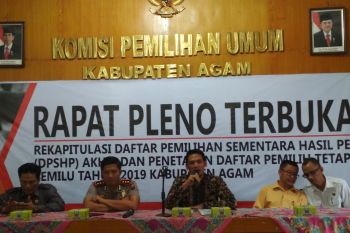 KPU Agam tetapkan daftar pemilih tetap pemilu 330.503 orang