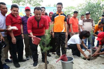 Bersih pantai tanam pohon di Lampung Selatan