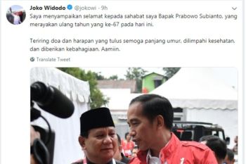 Jokowi ucapkan selamat ulang tahun kepada Prabowo