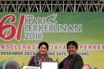 Bupati Sitaro terima penghargaan dari Dirjen Perkebunan Kementan RI
