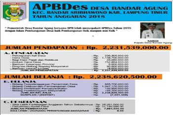 ABPDes Desa Bandar Agung Tahun 2018 Rp2.231.539.000