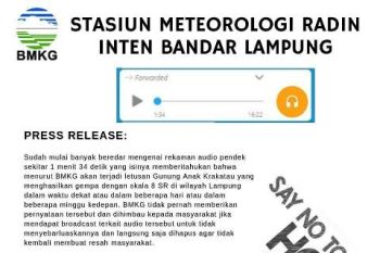 BMKG Tak Pernah Sampaikan akan Terjadi Letusan Gunung Anak Krakatau