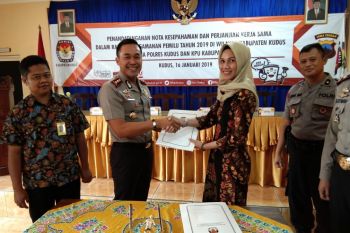 KPU-Polres Kudus teken nota kesepahaman pengamanan pemilu