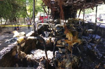 Bus Agra Mas Terbakar di Bojonegoro