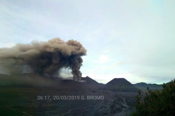 Suara gemuruh terdengar dari kawah Gunung Bromo