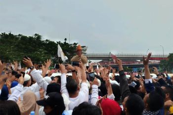 Hujan gerimis iringi kampanye akbar Prabowo di Palembang