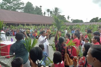 Umat Katolik Timika gelar perarakan daun palma terkait Paskah