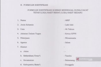 KPU Donggala usahakan santunan Rp30 Juta kepada ahli waris KPPS