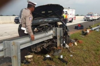 Satu kendaraan pemudik mengalami kecelakaan di tol Terbanggi Besar
