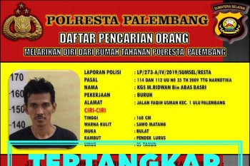 Delapan orang tahanan Polresta Palembang masih buron