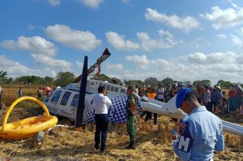 Tim gabungan mengamankan lokasi jatuhnya Helikopter di Lombok