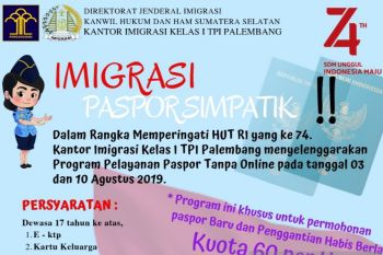 Imigrasi Palembang gelar layanan  paspor simpatik HUT RI