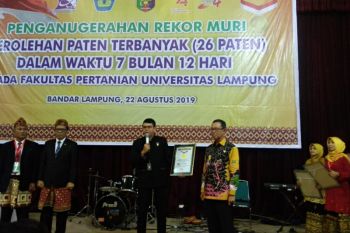 Unila raih penghargaan Muri kategori hak paten terbanyak