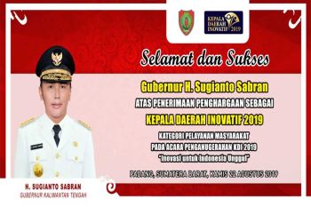 Gubernur Kalteng raih penghargaan Kepala Daerah Inovatif 2019