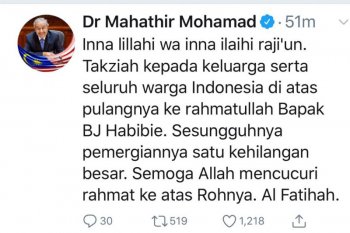 Mahathir turut belasungkawa atas wafatnya  BJ Habibie