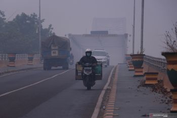 Pekatnya kabut asap, jarak pandang di Palangka Raya cuma 400 meter