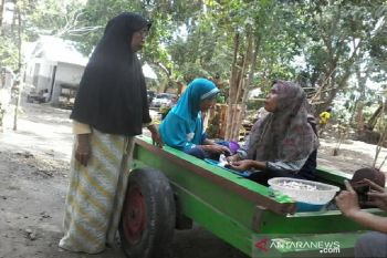 Sejumlah korban gempa Palu jadi buruh pengupas bawang