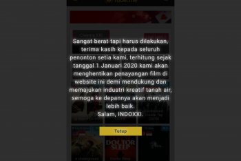 Sebelum diblokir, situs Indoxxi akan tutup