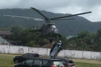 Mobil terseret saat Heli ditumpangi kepala BNPB