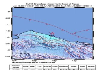 BMKG pastikan gempa magnitudo 5,1 di Sarmi tak berpotensi tsunami