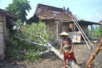 Warga OKI perbaiki rumah setelah diterjang  puting beliung