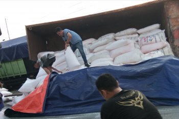 Truk pengangkut pupuk terguling, Jalinsum macet panjang