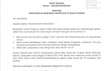 Sekolah Athirah tetapkan libur sekolah dua pekan antisipasi Corona