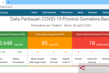 Pasien positif COVID-19 di Sumbar bertambah jadi 18, satu dinyatakan sembuh