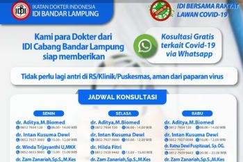 IDI Bandarlampung berikan layanan konsultasi gratis terkait COVID-19 melalui WhatsApp
