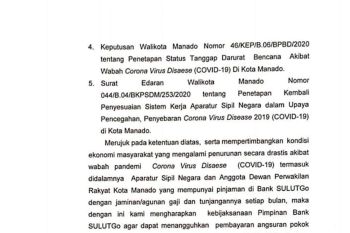 Wali Kota Manado surati BSG minta penangguhan pembayaran kredit ASN-DPRD