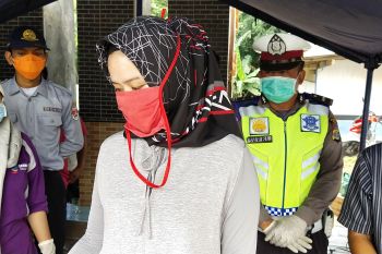 Petugas gabungan Mesuji periksa pemudik asal Jakarta di perbatasan