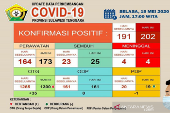 Positif COVID-19 di Sultra bertambah 11 menjadi 202 orang
