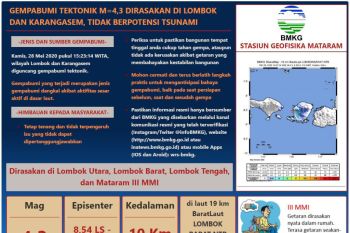 Gempa bumi bermagnitudo 4,3 guncang Pulau Lombok, warga berhamburan ke luar rumah