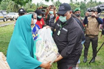 Gubernur Sulawesi Tenggara salurkan sembako COVID-19 di Konawe Selatan