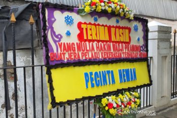 Jelang vonis kasus penyiksaan hewan, karangan bunga hiasi PN Jakpus