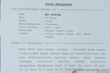 Tersangka dugaan pencemaran nama baik dan ujaran kebencian layangkan surat permintaan maaf pada Mulyadi