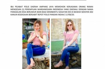 Polisi Malaysia cari wanita WNI terkait  kasus pembunuhan