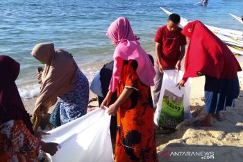 Warga Pulau Kodingareng gelar aksi bersih pantai jelang HUT RI