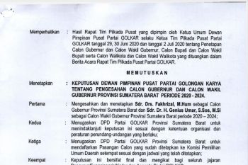 Akhirnya  Fakhrizal- Genius resmi diusung Partai Golkar di Pilgub Sumbar