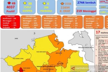 Kasus terkonfirmasi positif COVID-19 Sumsel tembus 4.037 orang
