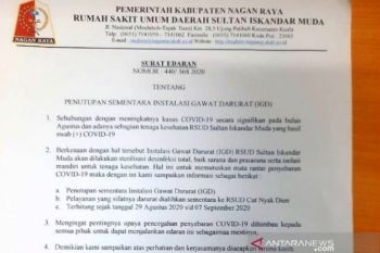 Dua dokter positif COVID-19, IGD RSUD Nagan Raya Aceh ditutup