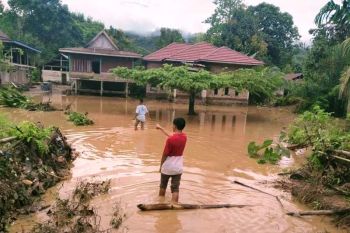 Warga korban banjir di Bonehau Mamuju mulai bersihkan rumah