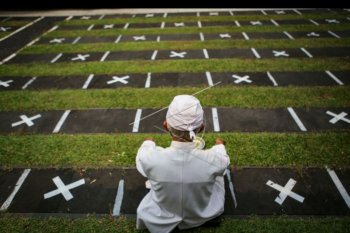 Persiapan protokol kesehatan di Pura Kerta Jaya Tangerang