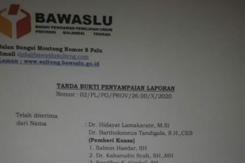 Bawaslu Sulteng proses laporan pengaduan cagub Hidayat/Bartholemeus