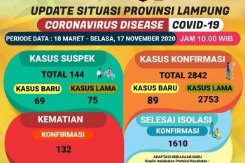 Jumlah pasien positif COVID-19 di Lampung kembali bertambah 89