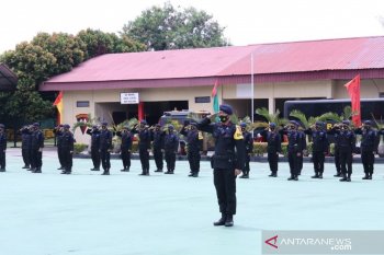 Brimob Polda Sumsel BKO pengamanan  pilkada di Jambi