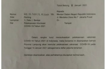 Pemprov Lampung ajukan 20 nama pejabat  divaksinasi pekan depan