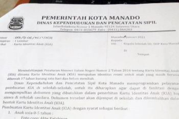 Disdukcapil Manado kumpul data lewat sekolah untuk pembuatan KIA