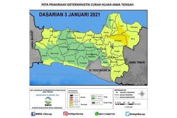 Jateng selatan diprakirakan masih berpotensi hujan lebat hingga akhir Januari